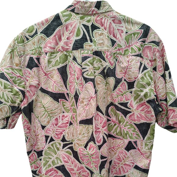Aloha Hawaiian Black Tropical Short Sleeve Cotton Button Front Shirt Men's M - Picture 5 of 12